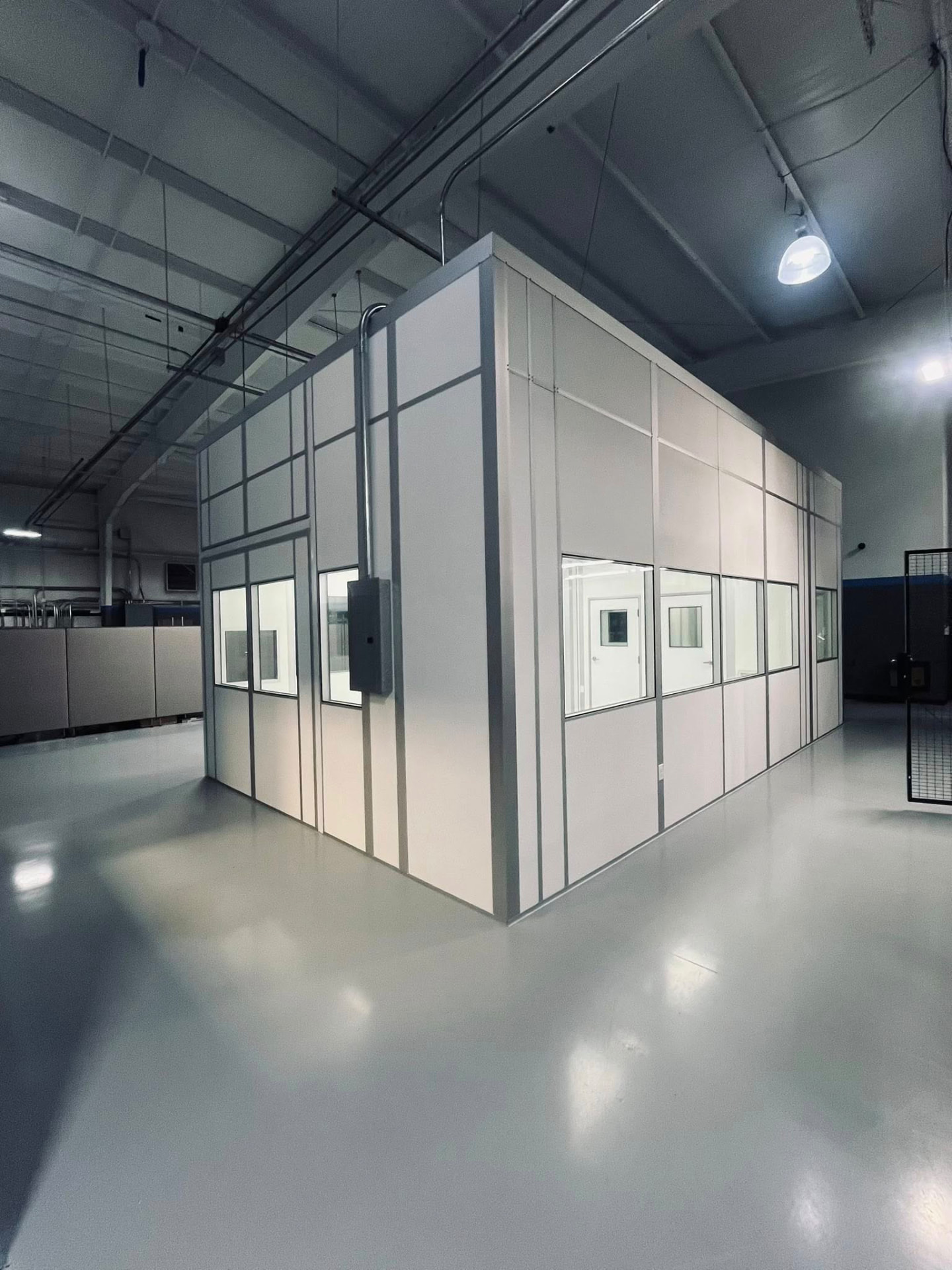 Modular office system installed on a manufacturing floor